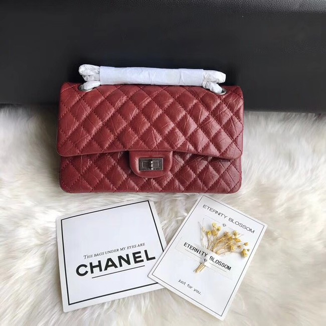 Chanel Flap Original Cowhide Leather 30225 red Silver chain