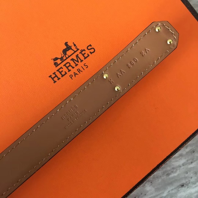 Hermes original epsom leather Kelly belt H069854 blue gold plated metal