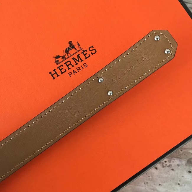 Hermes original epsom leather Kelly belt H069854 fuchsia silver plated metal