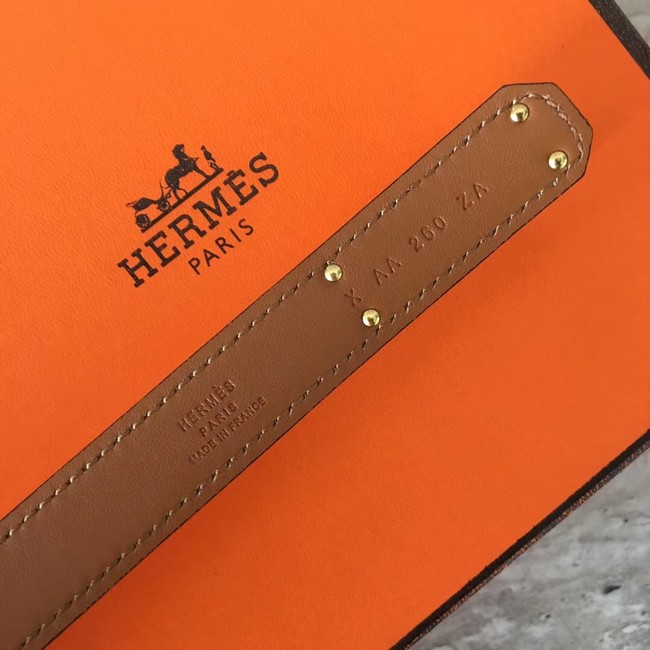 Hermes original epsom leather Kelly belt H069854 pink gold plated metal