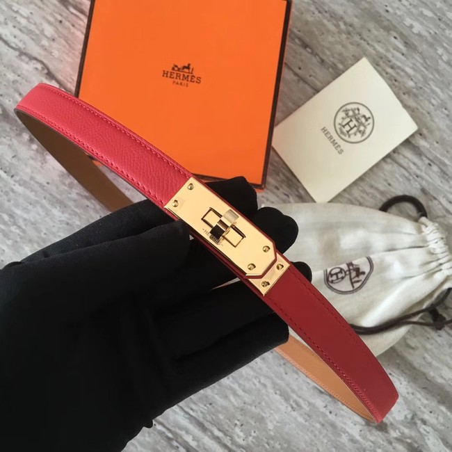 Hermes original epsom leather Kelly belt H069854 red gold plated metal