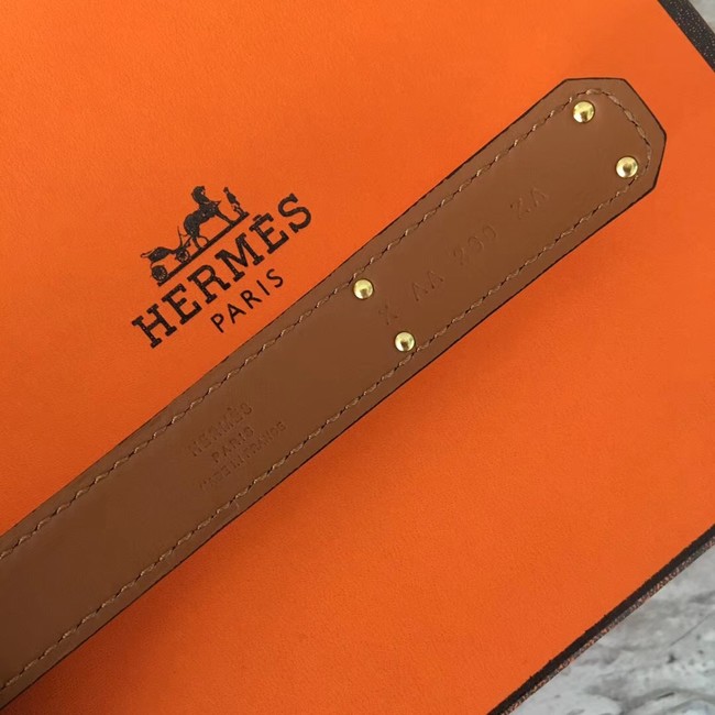 Hermes original epsom leather Kelly belt H069854 rose gold plated metal