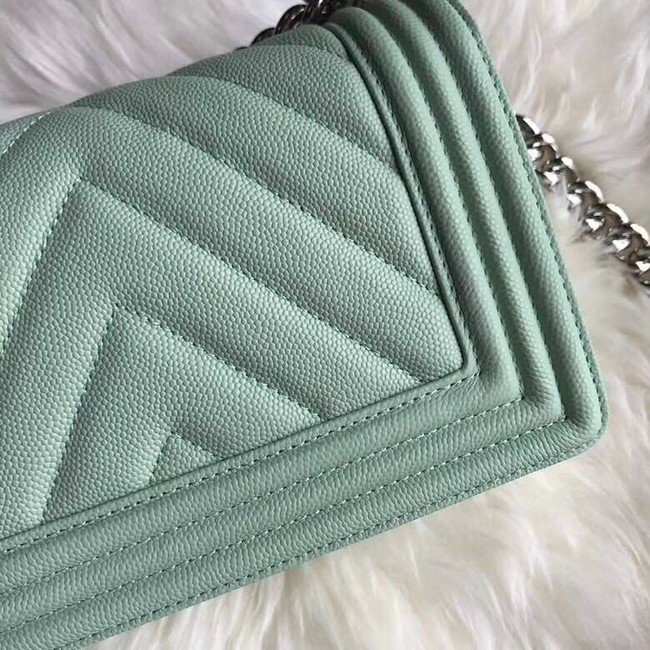 Chanel Leboy Original Caviar leather Shoulder Bag A67085 Light green silver chain