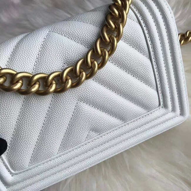 Chanel Leboy Original Caviar leather Shoulder Bag A67085 white gold chain