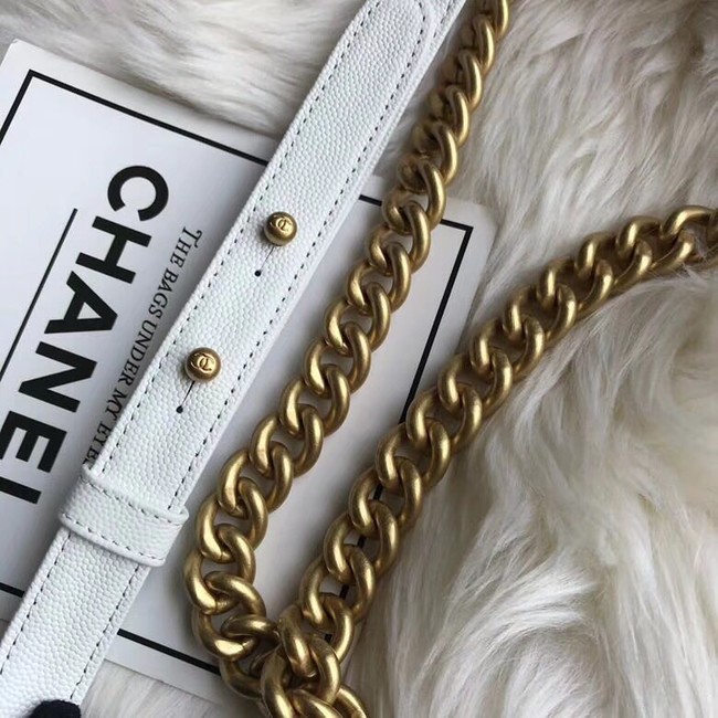 Chanel Leboy Original Caviar leather Shoulder Bag A67085 white gold chain
