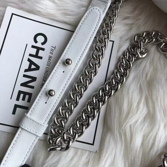 Chanel Leboy Original Caviar leather Shoulder Bag A67085 white silver chain