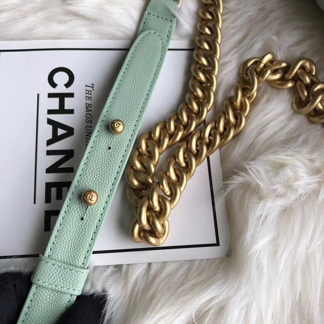 Chanel Leboy Original Caviar leather Shoulder Bag A67086 Light green gold chain