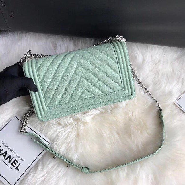 Chanel Leboy Original Caviar leather Shoulder Bag A67086 Light green silver chain