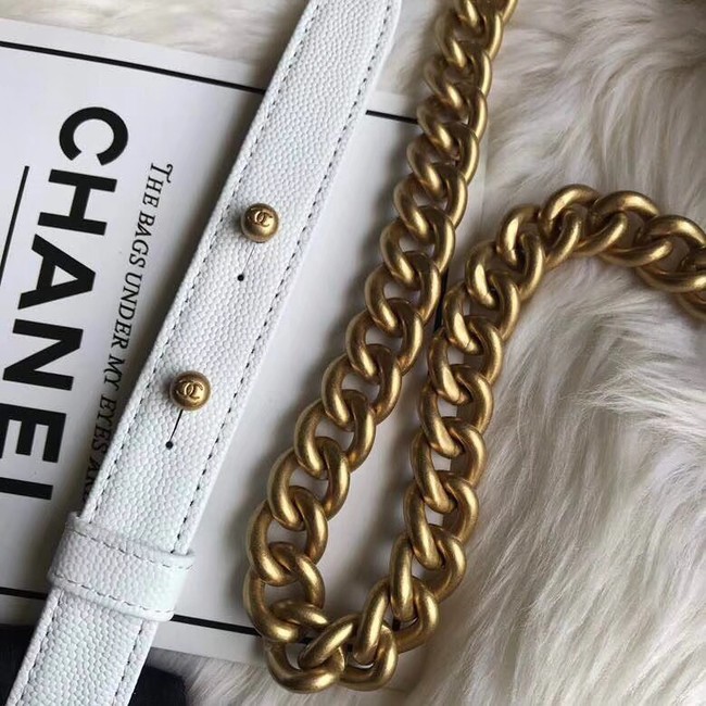 Chanel Leboy Original Caviar leather Shoulder Bag A67086 white gold chain