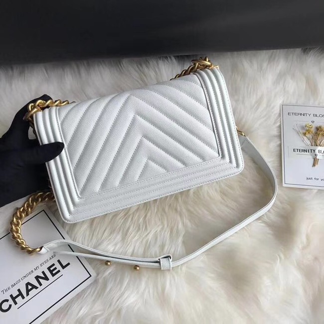 Chanel Leboy Original Caviar leather Shoulder Bag A67086 white gold chain