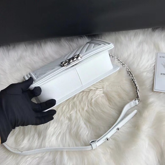 Chanel Leboy Original Caviar leather Shoulder Bag A67086 white silver chain