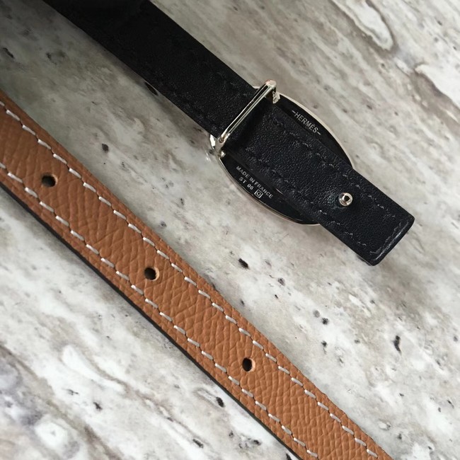 Hermes Focus belt buckle & Reversible leather strap 13 mm H20813 brown