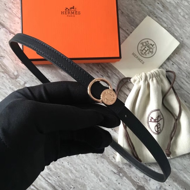Hermes Mini belt buckle & Reversible leather strap 13 mm H07142 black
