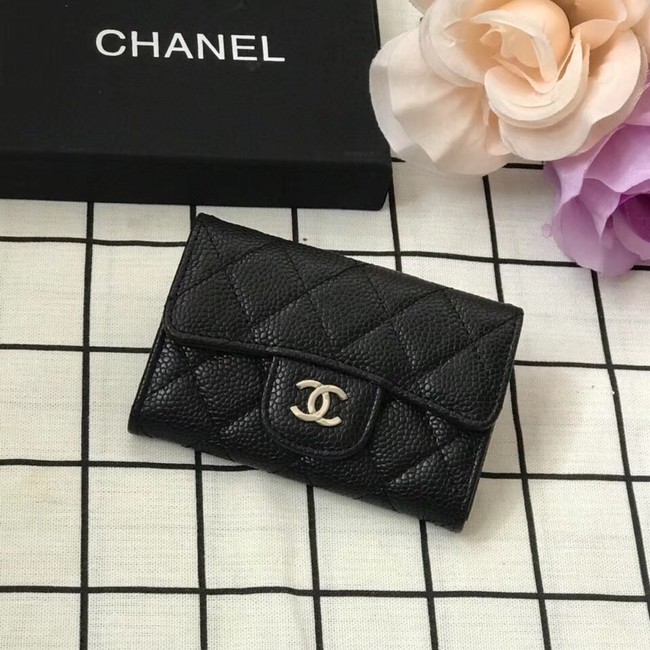 Chanel Classic Card Holder A31504 black Silver-Tone Metal