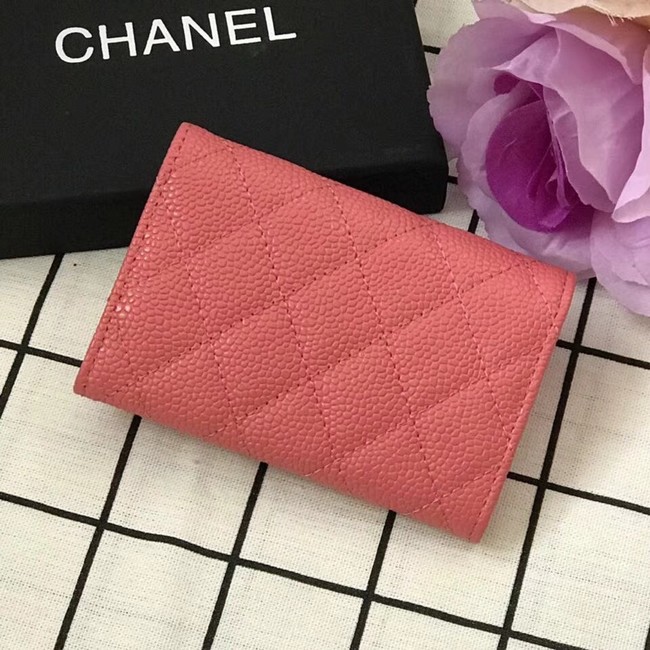 Chanel Classic Card Holder A31504 pink silver-Tone Metal
