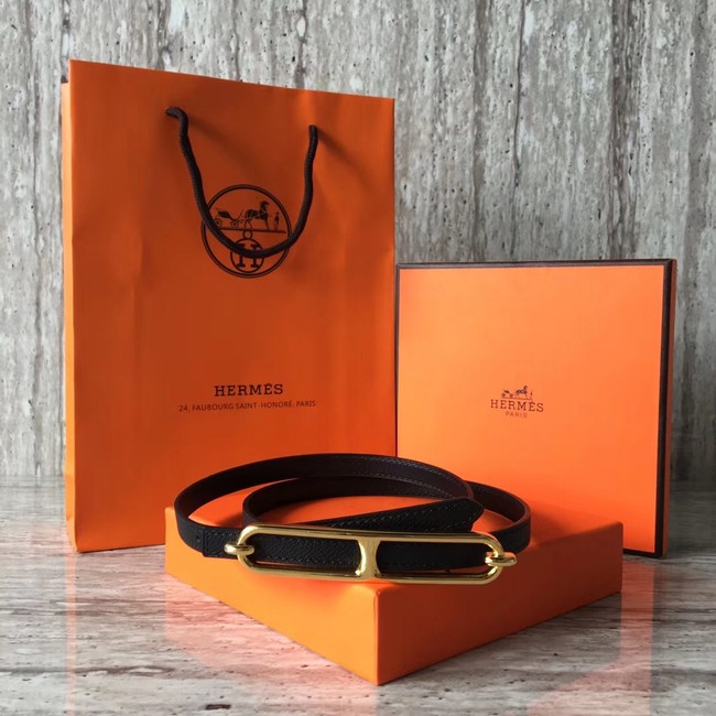 Hermes Roulis buckle & Reversible leather strap 13 mm H065538 black