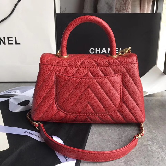Chanel Small Flap Bag with Top Handle A92990 red