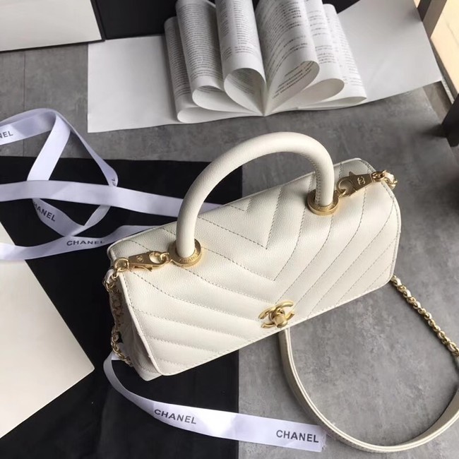 Chanel Small Flap Bag with Top Handle A92990 white