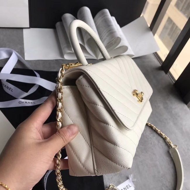 Chanel Small Flap Bag with Top Handle A92990 white