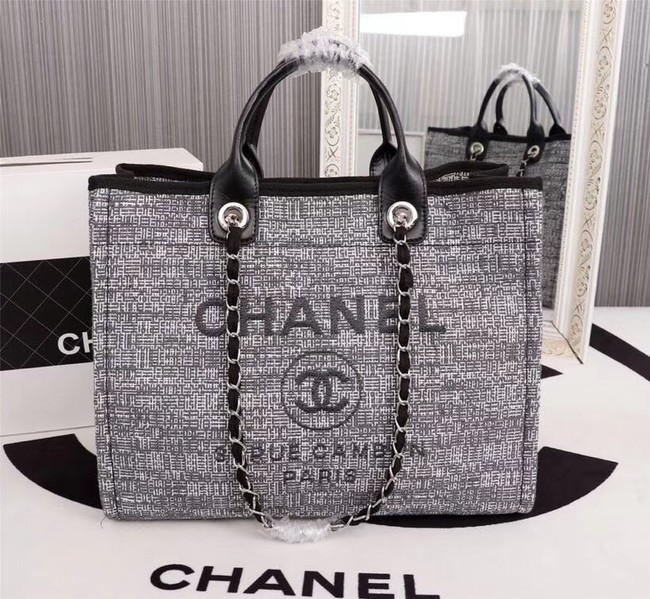 Chanel Canvas Tote Shopping Bag 8099 grey