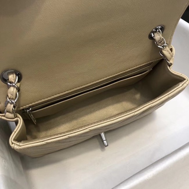 Chanel Small Classic Handbag Grained Calfskin & silver-Tone Metal A69900 gold