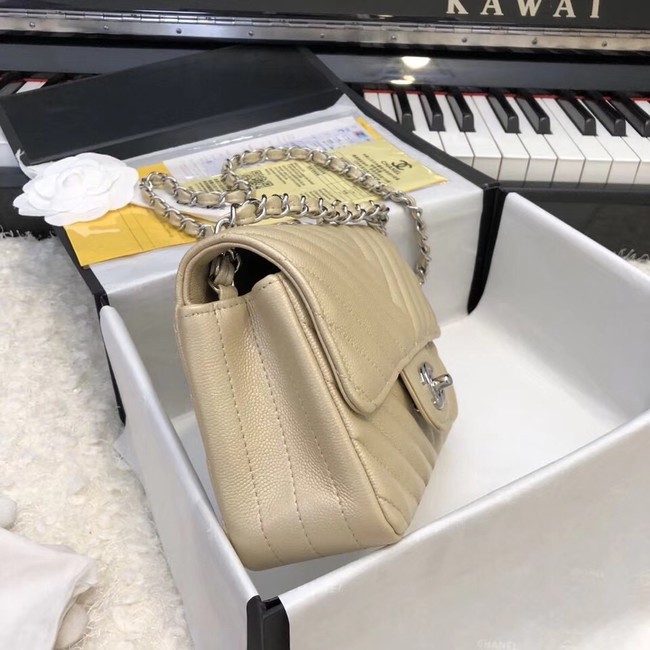 Chanel Small Classic Handbag Grained Calfskin & silver-Tone Metal A69900 gold
