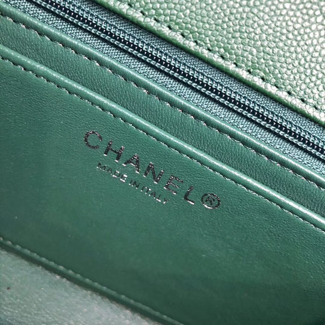 Chanel Small Classic Handbag Grained Calfskin & silver-Tone Metal A69900 green