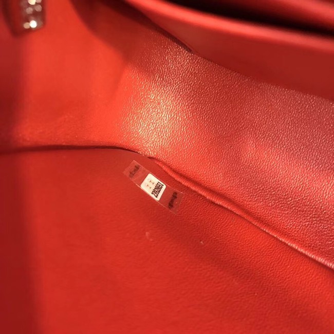 Chanel Small Classic Handbag Grained Calfskin & silver-Tone Metal A69900 red