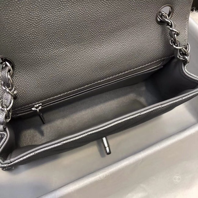 Chanel Small Classic Handbag Grained Calfskin & silver-Tone Metal A69900 silver