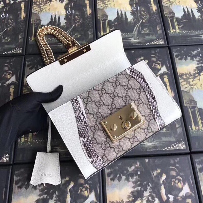 Gucci Padlock snakeskin small shoulder bag 432182 white