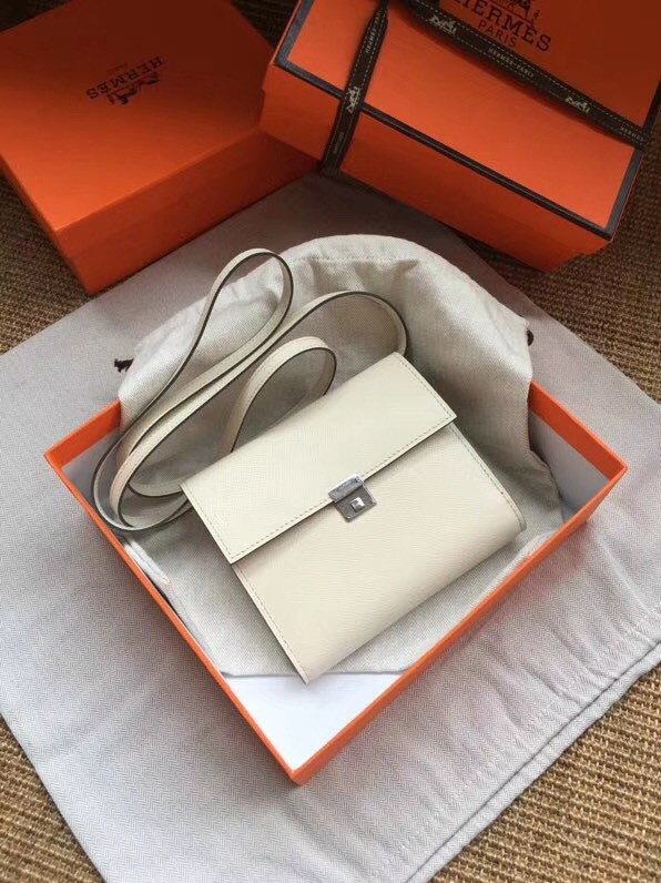 Hermes Clutch Epsom calfskin cross-body bag H0589 white