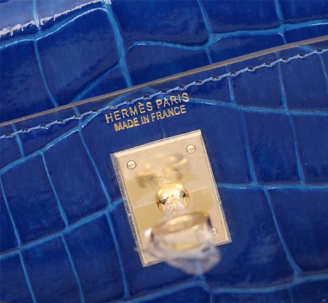 Hermes Kelly 19cm Tote Bag crocodile Leather KL19 blue