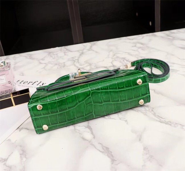Hermes Kelly 19cm Tote Bag crocodile Leather KL19 green