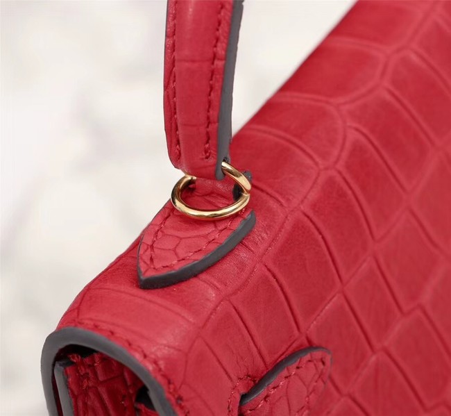 Hermes Kelly 19cm Tote Bag crocodile Leather KL19 red