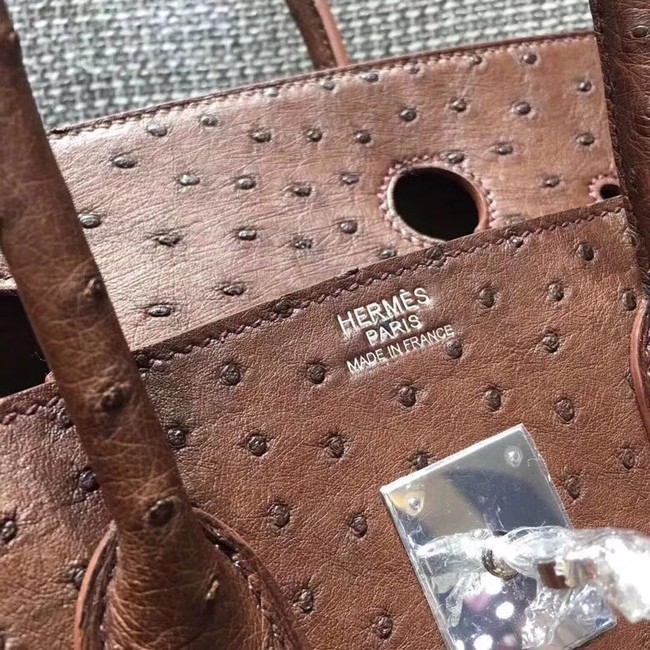 Hermes Real ostrich leather birkin bag BK35 Chocolates