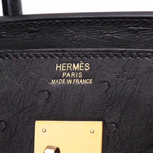 Hermes Real ostrich leather birkin bag BK35 black