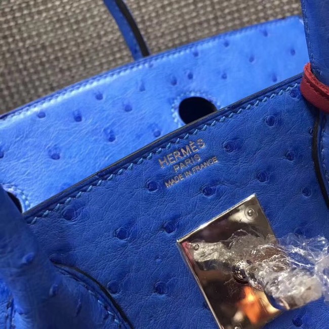 Hermes Real ostrich leather birkin bag BK35 blue