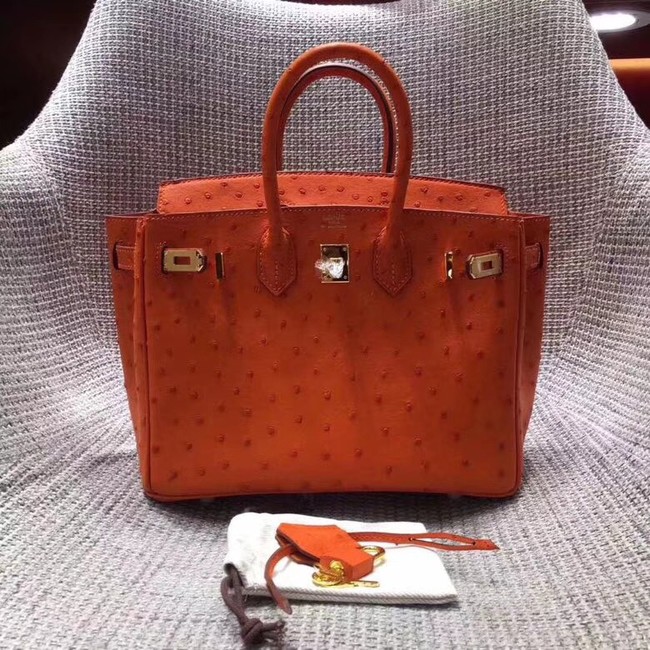 Hermes Real ostrich leather birkin bag BK35 orange