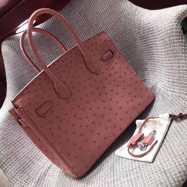 Hermes Real ostrich leather birkin bag BK35 pink