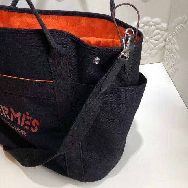 Hermes Canvas Shopping Bag H0734 black