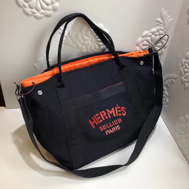 Hermes Canvas Shopping Bag H0734 black