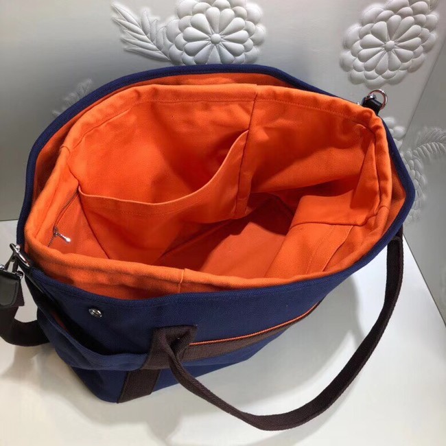 Hermes Canvas Shopping Bag H0734 blue