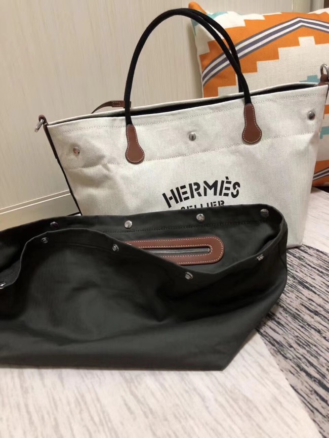Hermes Canvas Shopping Bag H0734 white