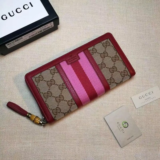 Gucci GG canvas zipper wallet 353651 red