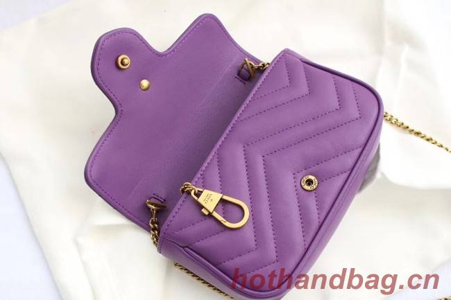 Gucci GG Marmont matelasse leather super mini bag 476433 purple
