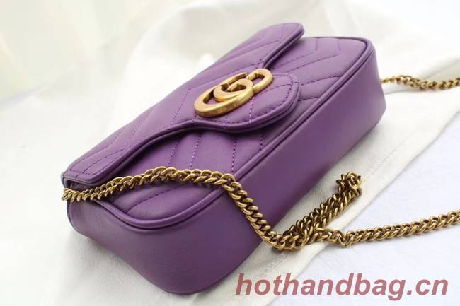 Gucci GG Marmont matelasse leather super mini bag 476433 purple
