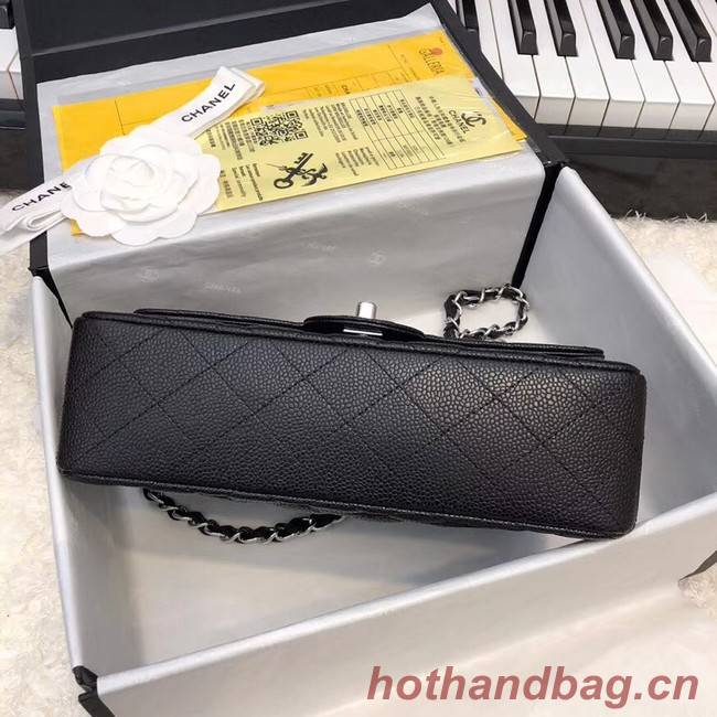 Chanel Small Classic Handbag Grained Calfskin & silver-Tone Metal A01113 black