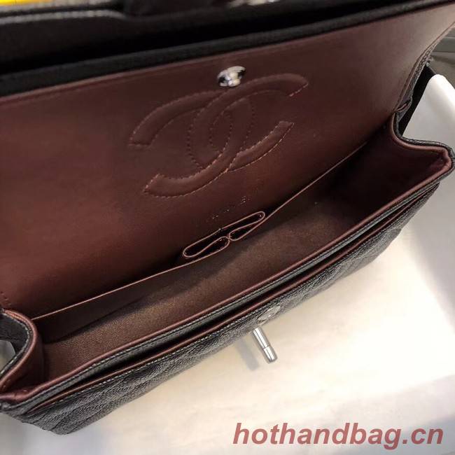 Chanel Small Classic Handbag Grained Calfskin & silver-Tone Metal A01113 black