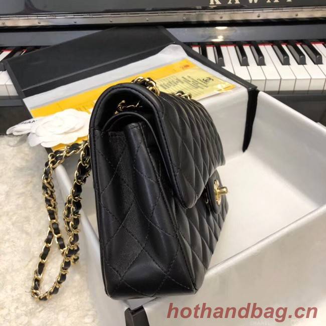 Chanel Small Classic Handbag Sheepskin Gold-Tone Metal A01113 black