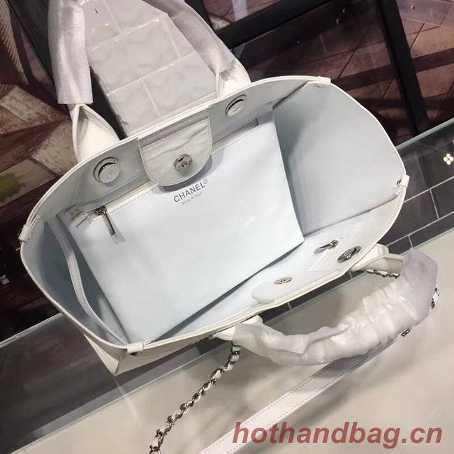 Chanel original Calfskin Leather Tote Bag 78900 white